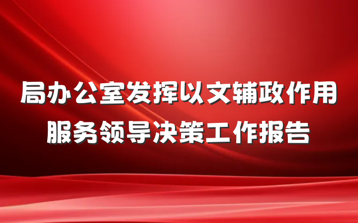 局办公室发挥以文辅政作用服务领导决策工作报告