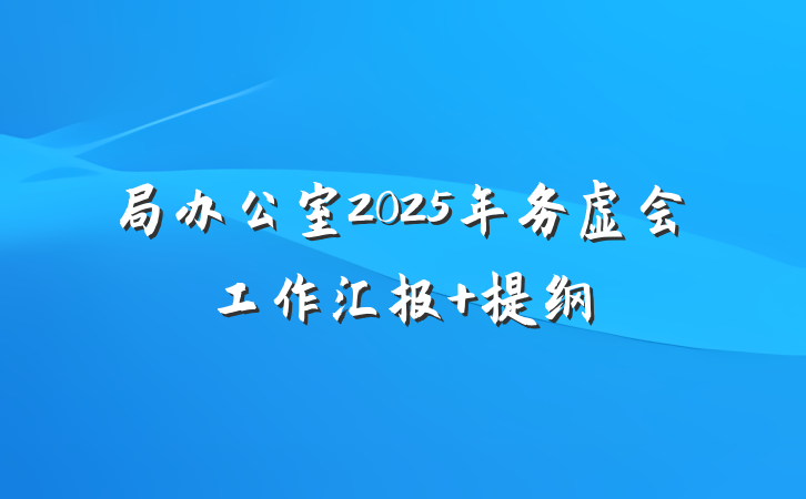 局办公室2025年务虚会工作汇报 提纲