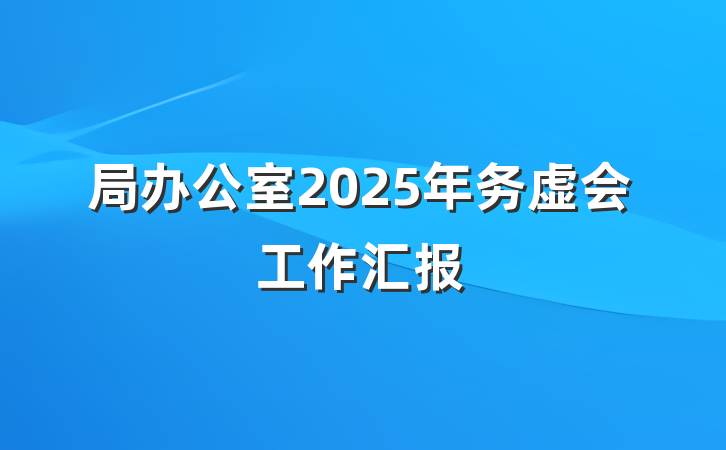 局办公室2025年务虚会工作汇报