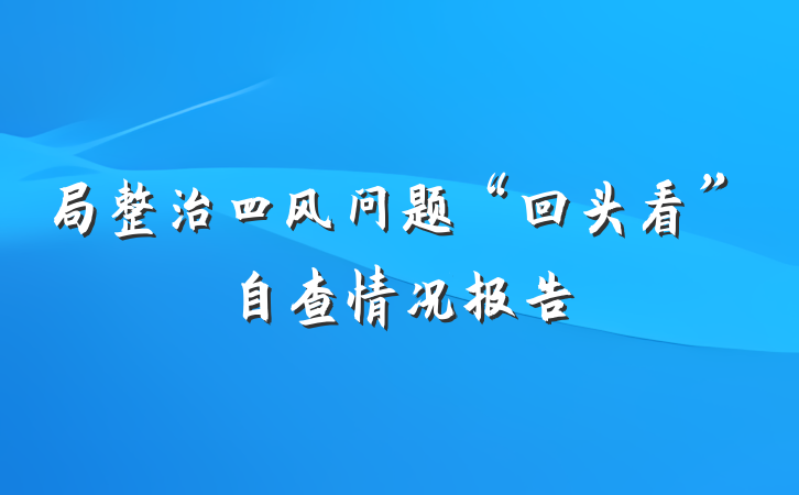 局整治四风问题“回头看”自查情况报告