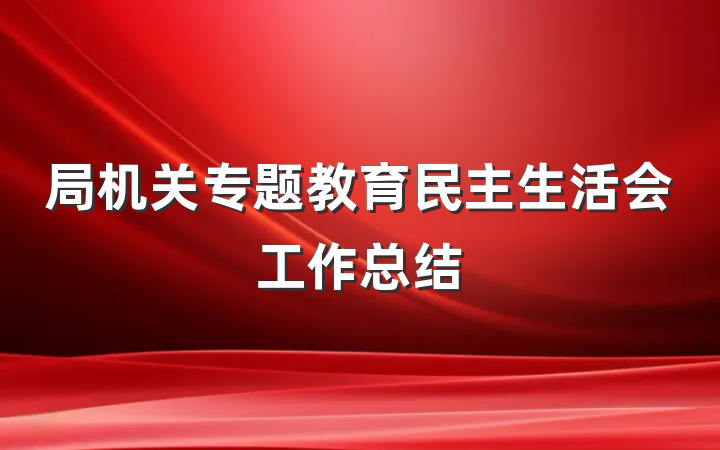 局机关专题教育民主生活会工作总结