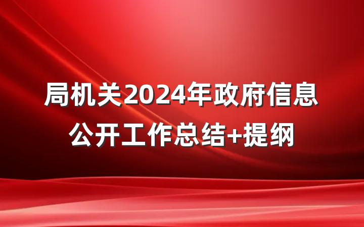 局机关2024年政府信息公开工作总结 提纲