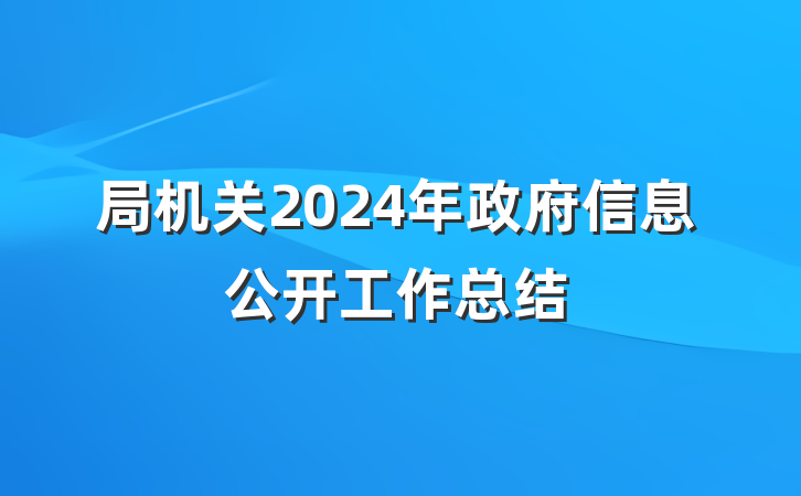 局机关2024年政府信息公开工作总结