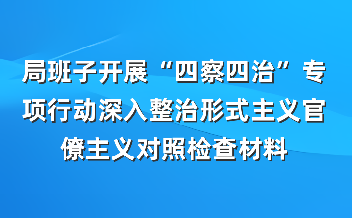 局班子开展“四察四治”专项行动深入整治形式主义官僚主义对照检查材料