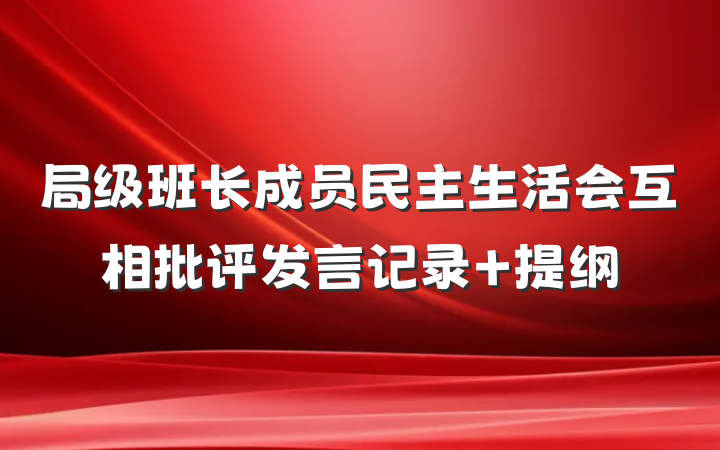 局级班长成员民主生活会互相批评发言记录 提纲