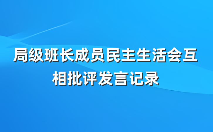 局级班长成员民主生活会互相批评发言记录