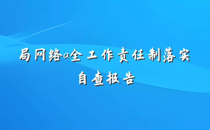 局网络a全工作责任制落实自查报告