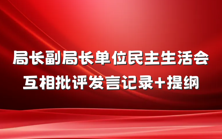 局长副局长单位民主生活会互相批评发言记录 提纲