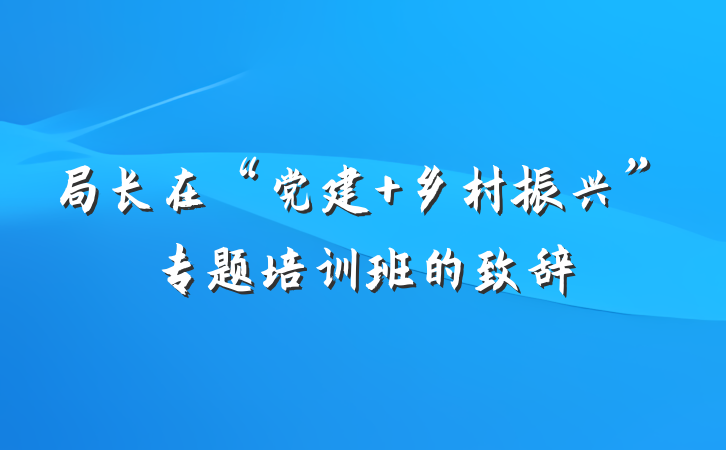 局长在“党建+乡村振兴”专题培训班的致辞