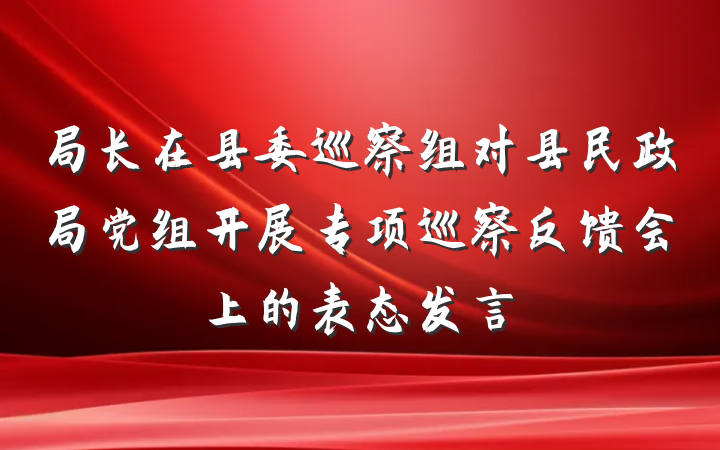 局长在县委巡察组对县民政局党组开展专项巡察反馈会上的表态发言