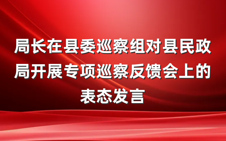 局长在县委巡察组对县民政局开展专项巡察反馈会上的表态发言