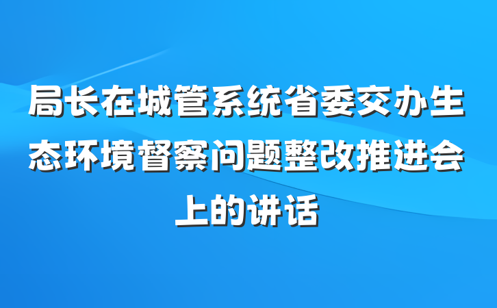 局长在城管系统省委交办生态环境督察问题整改推进会上的讲话