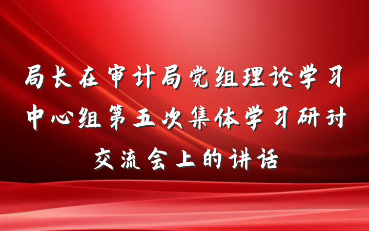 局长在审计局党组理论学习中心组第五次集体学习研讨交流会上的讲话