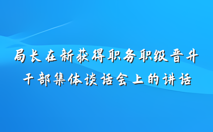 局长在新获得职务职级晋升干部集体谈话会上的讲话