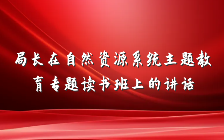 局长在自然资源系统主题教育专题读书班上的讲话