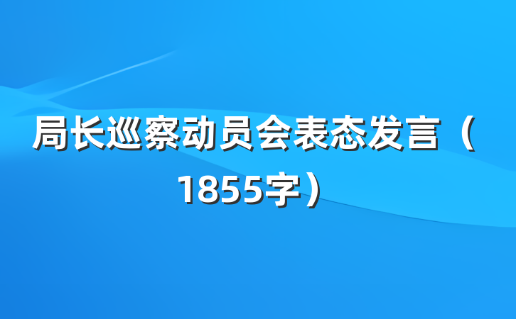 局长巡察动员会表态发言（1855字）