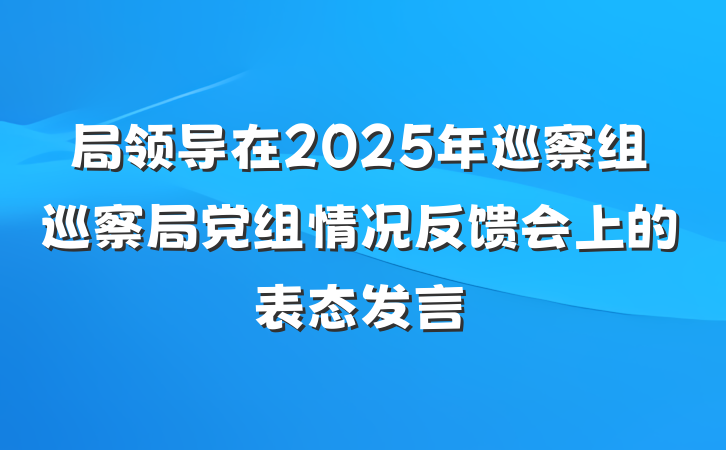 局领导在2025年巡察组巡察局党组情况反馈会上的表态发言