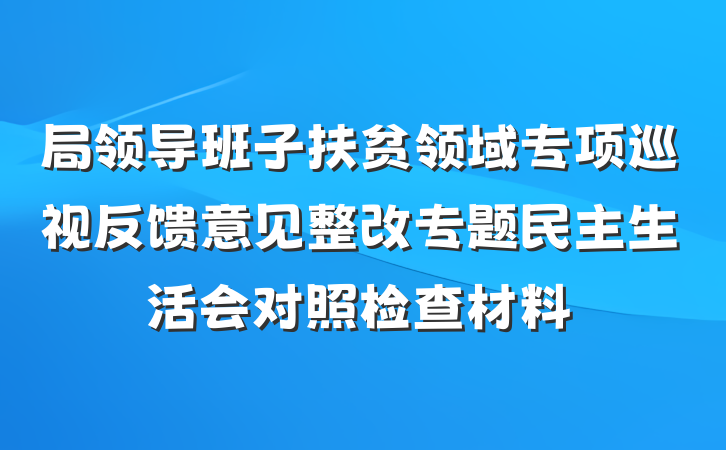 局领导班子扶贫领域专项巡视反馈意见整改专题民主生活会对照检查材料