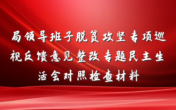 局领导班子脱贫攻坚专项巡视反馈意见整改专题民主生活会对照检查材料