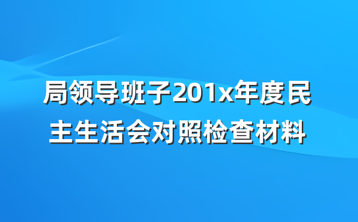 局领导班子201x年度民主生活会对照检查材料