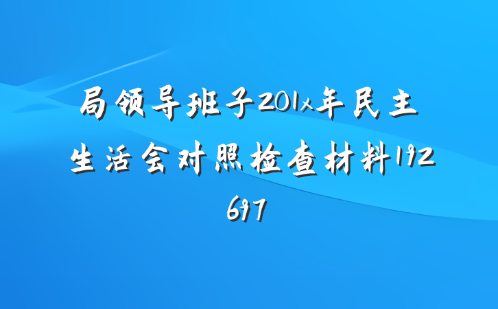 局领导班子201x年民主生活会对照检查材料192697