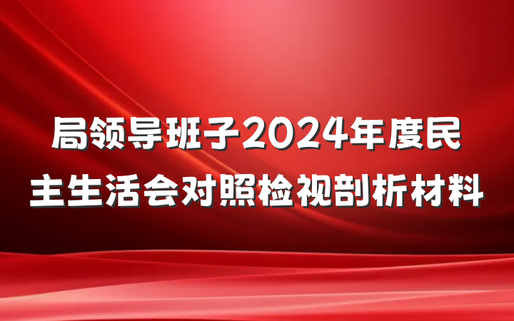 局领导班子2024年度民主生活会对照检视剖析材料