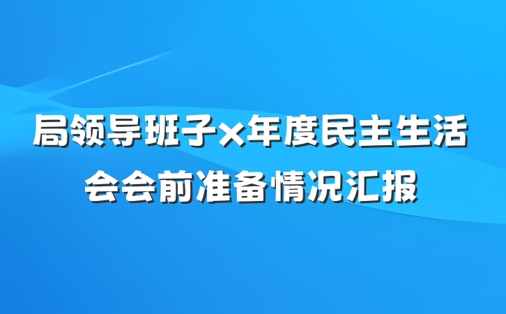 局领导班子x年度民主生活会会前准备情况汇报