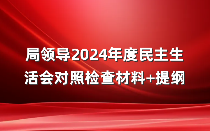 局领导2024年度民主生活会对照检查材料 提纲