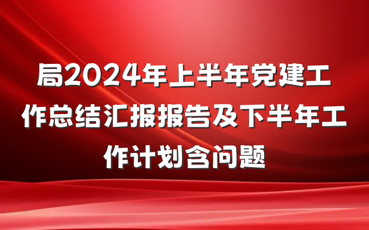 局2024年上半年党建工作总结汇报报告及下半年工作计划含问题