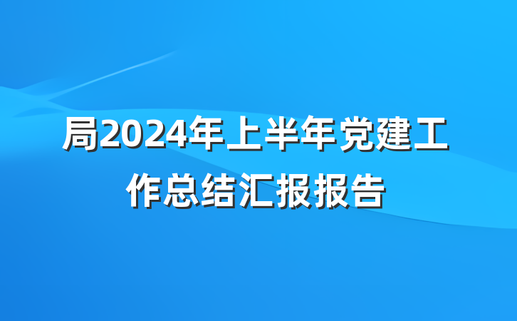 局2024年上半年党建工作总结汇报报告