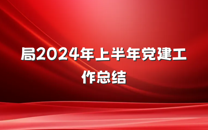局2024年上半年党建工作总结