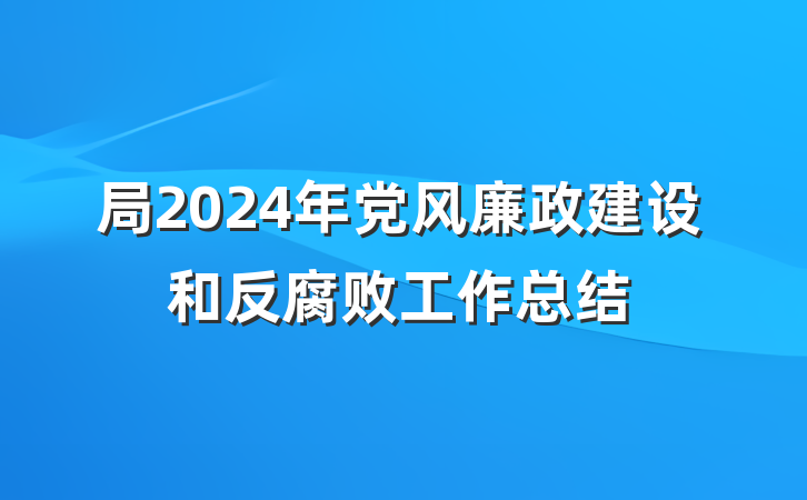 局2024年党风廉政建设和反腐败工作总结
