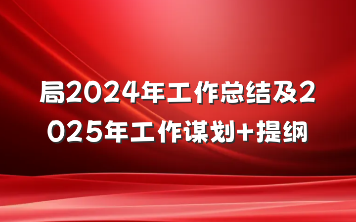 局2024年工作总结及2025年工作谋划 提纲
