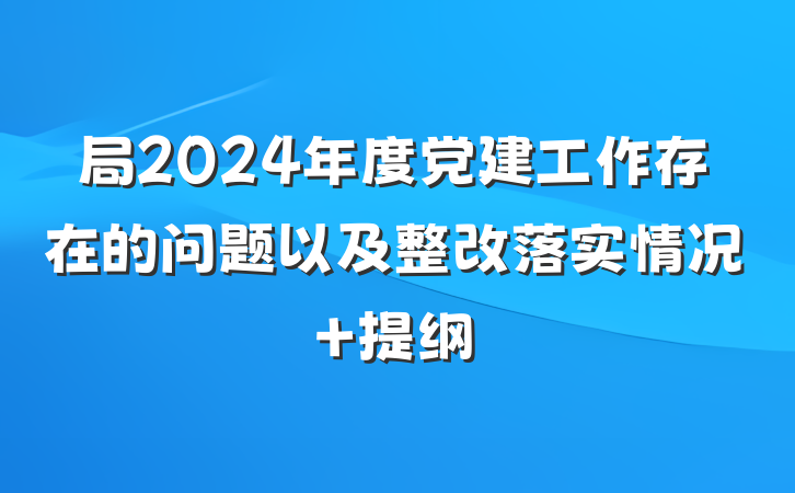 局2024年度党建工作存在的问题以及整改落实情况 提纲