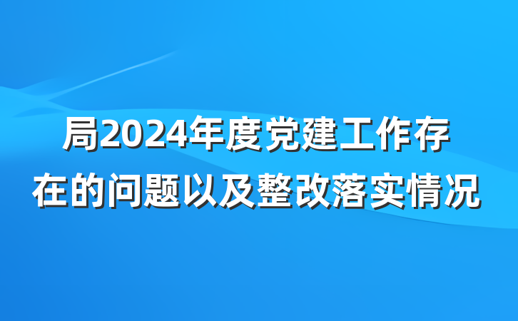 局2024年度党建工作存在的问题以及整改落实情况
