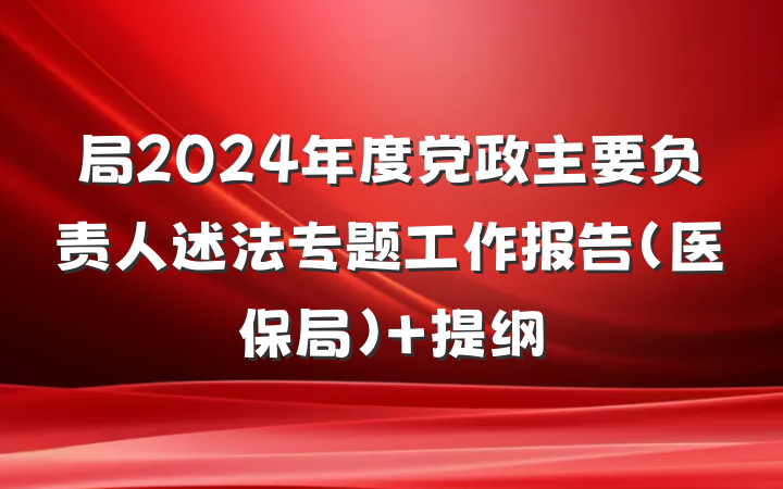 局2024年度党政主要负责人述法专题工作报告（医保局） 提纲