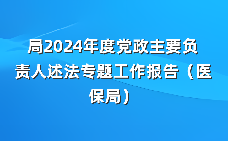 局2024年度党政主要负责人述法专题工作报告（医保局）