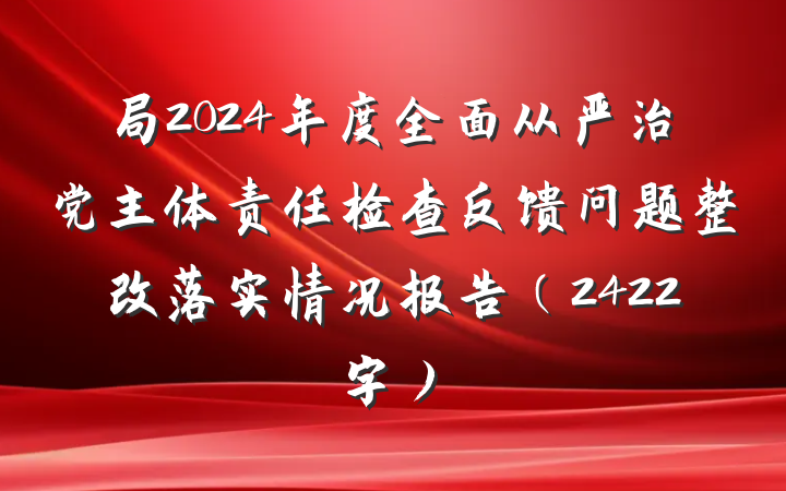 局2024年度全面从严治党主体责任检查反馈问题整改落实情况报告（2422字）