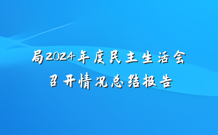 局2024年度民主生活会召开情况总结报告