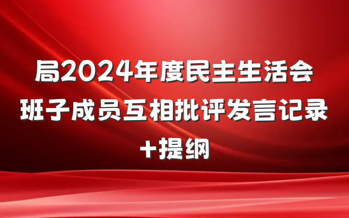 局2024年度民主生活会班子成员互相批评发言记录 提纲