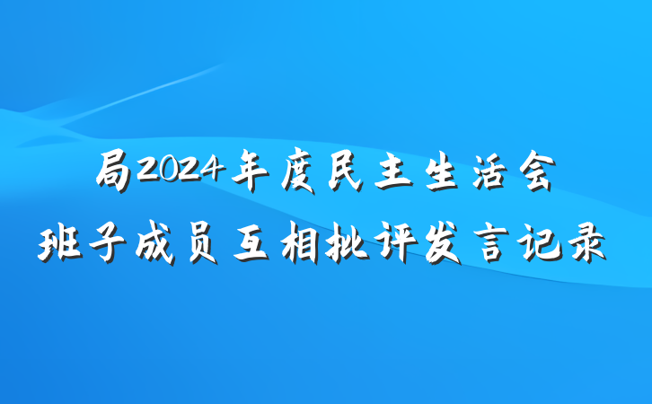 局2024年度民主生活会班子成员互相批评发言记录