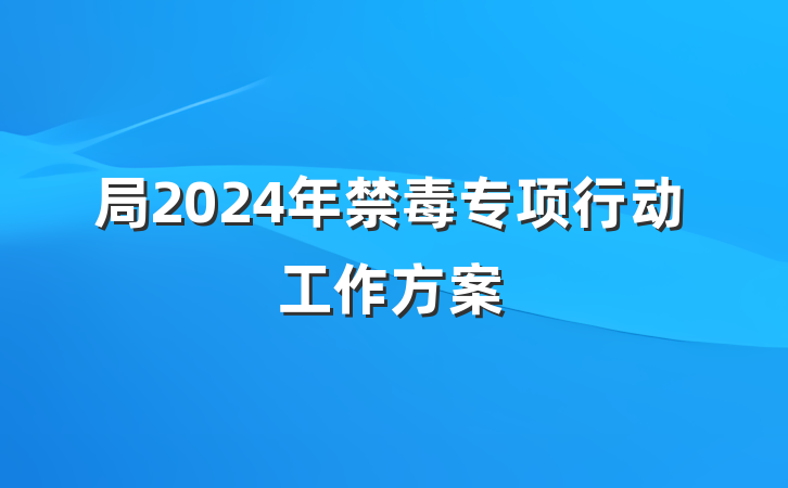 局2024年禁毒专项行动工作方案