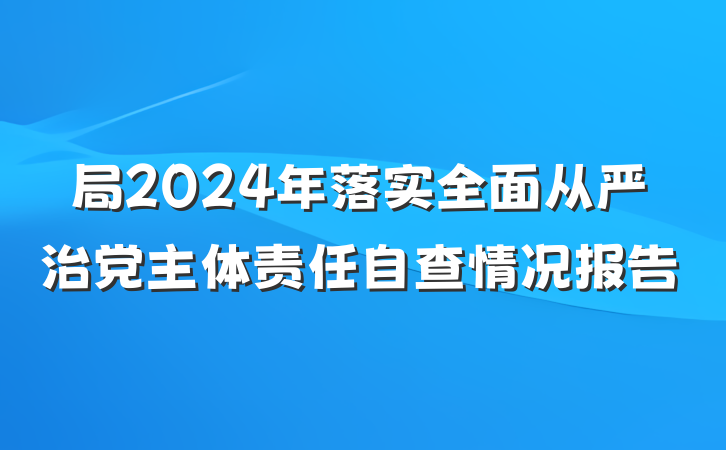 局2024年落实全面从严治党主体责任自查情况报告