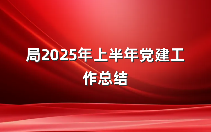 局2025年上半年党建工作总结