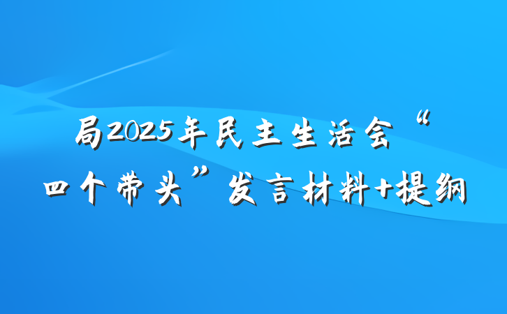 局2025年民主生活会“四个带头”发言材料 提纲