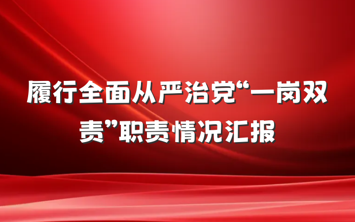 履行全面从严治党“一岗双责”职责情况汇报