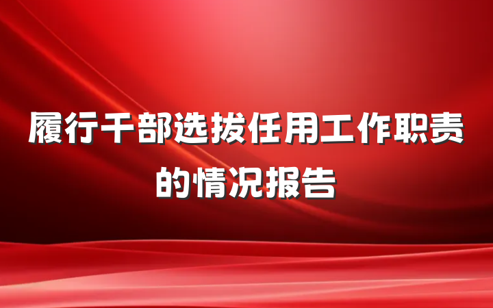 履行干部选拔任用工作职责的情况报告