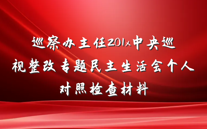 巡察办主任201x中央巡视整改专题民主生活会个人对照检查材料