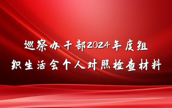 巡察办干部2024年度组织生活会个人对照检查材料