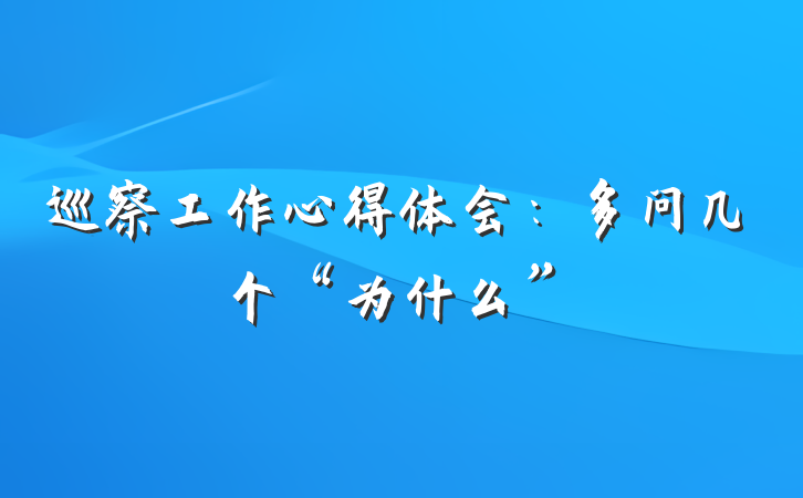 巡察工作心得体会：多问几个“为什么”